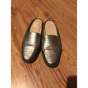 JG Shoes Patent Leather Steel Gray Mule Style Women's Size 10 GUC